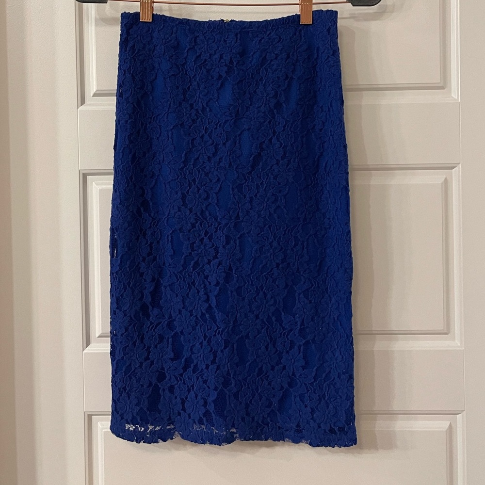 Blue lace pencil skirt size small